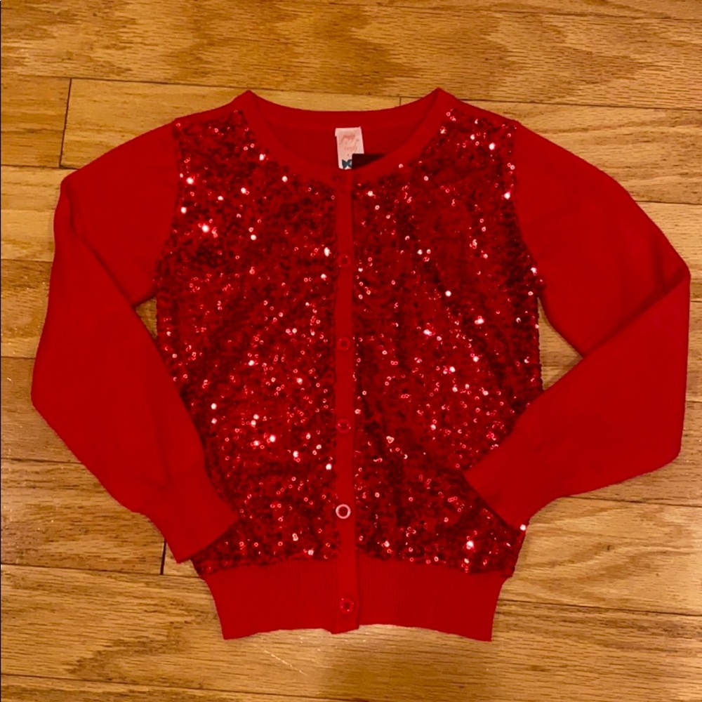 NEW Penny Candy Girls Red Sequin Cardigan Sz 4